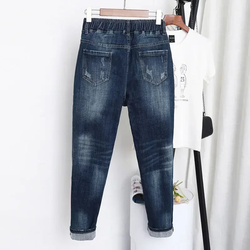5XL High Waist Jeans Women Vintage Plus Size Jeans Woman Baggy Harem Pants Boyfriend Denim Jeans Streetwear Women Z31