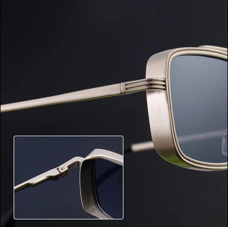 Lunettes de soleil carrées Steampunk hommes et femmes — punk, rétro, mode, vintage, 2025