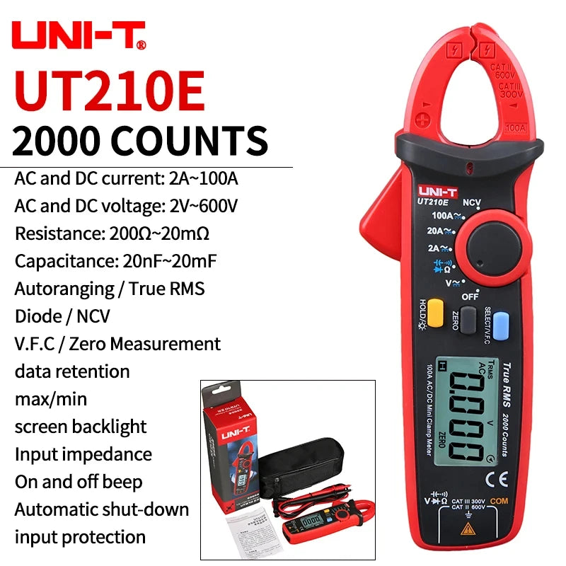 Pince multimètre AC/DC numérique — voltmètre, ampèremètre, multitesteur électrique professionnel