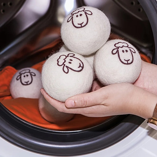 Boule de sèche-linge en laine réutilisable, adoucisseur de tissu, Alternative pour Machine à laver, réducteur de rides, fournitures de nettoyage, Gadget, 1 à 6 pièces