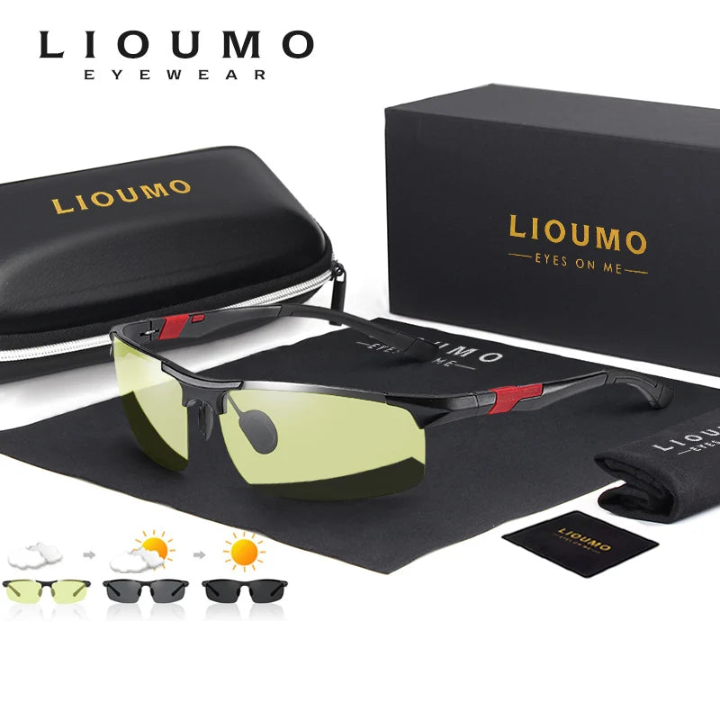 Lunettes de soleil photochromiques sans monture aluminium polarisées — conduite jour et nuit