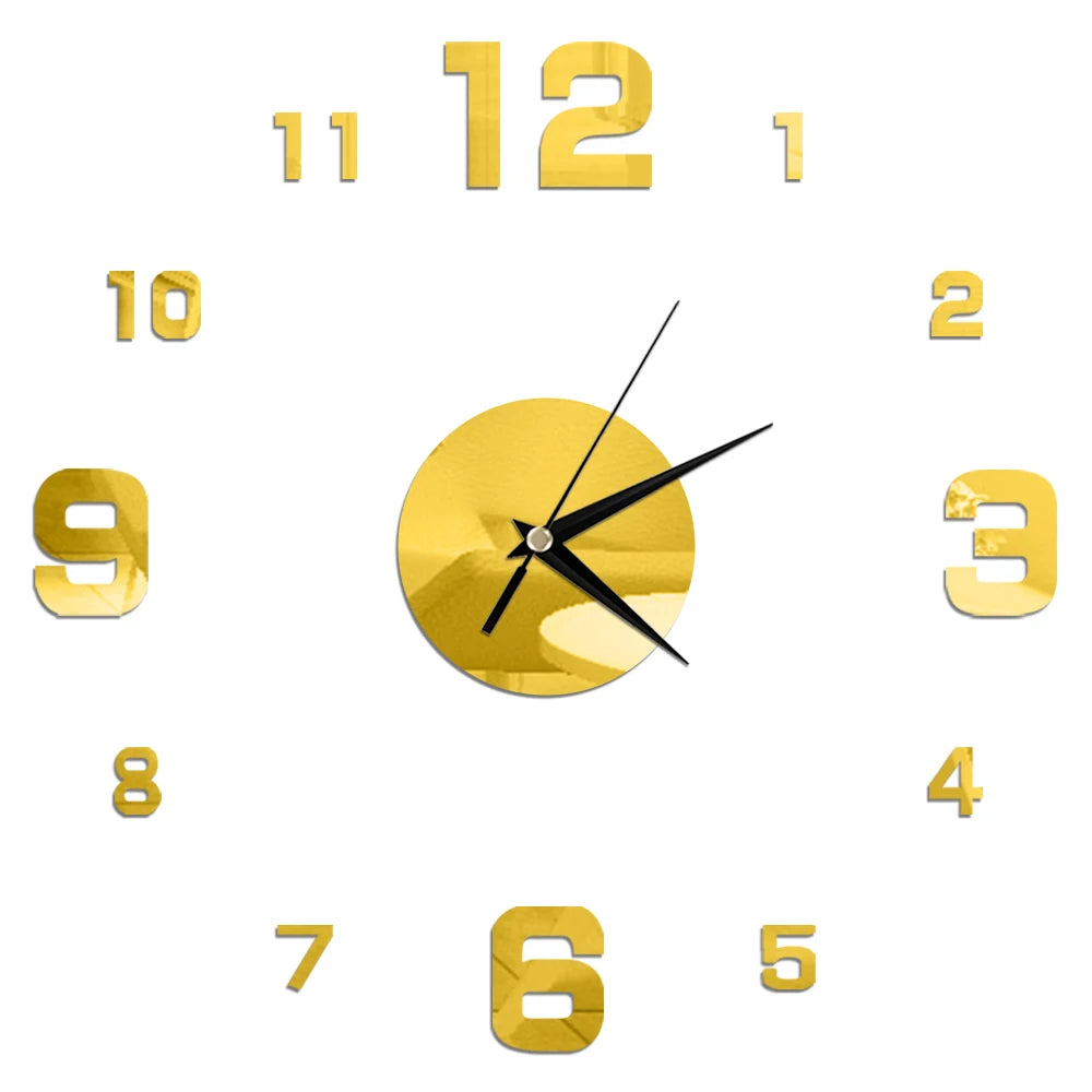 Creative Frameless Wall Clock, Silent Wall Sticker for Home, Acrylic Mirror Sticker, Wall Decor for Living Room and Office, DIY