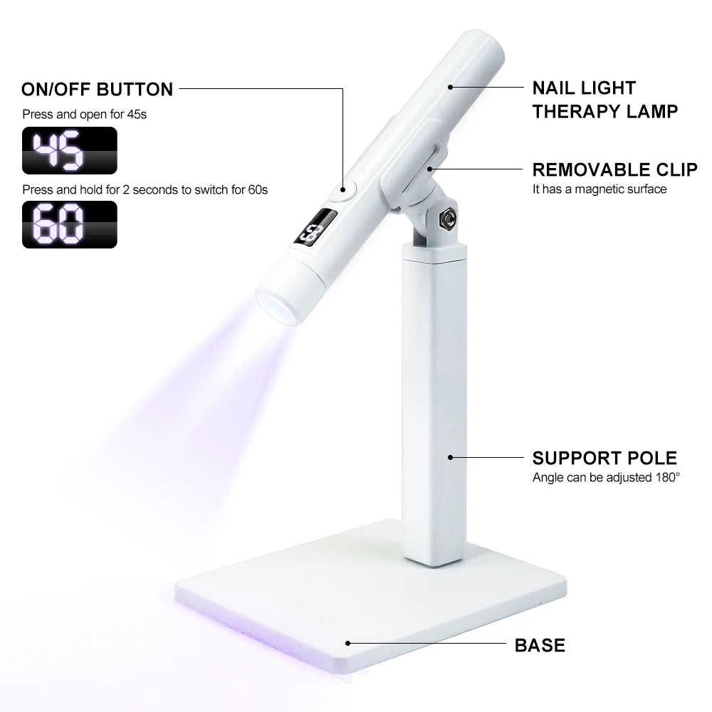 Mini professionnel Nail Art UV lumière LED affichage Rechargeable Portable sèche-ongles lumière LED Base de Support pour Nail Art amovible