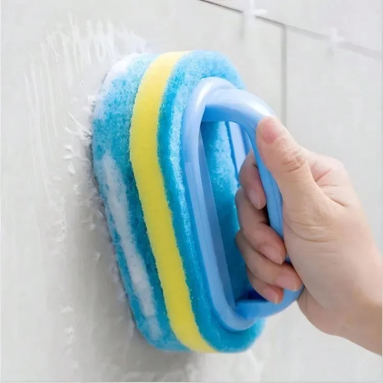 Brosse de nettoyage avec manche, éponge de cuisine épaisse, lingette pour carrelage de salle de bain, outils de nettoyage domestique pour l'élimination des taches
