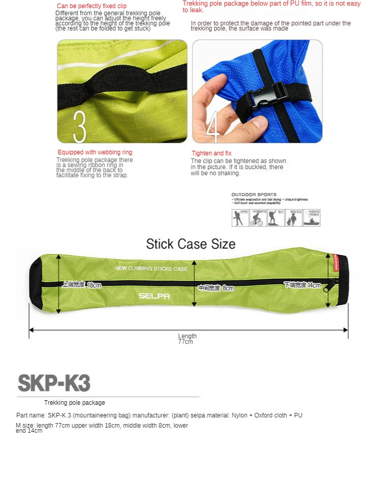Sac de Transport Étanche pour Bâton de Marche Trekking — Mallette Rangement Plein Air