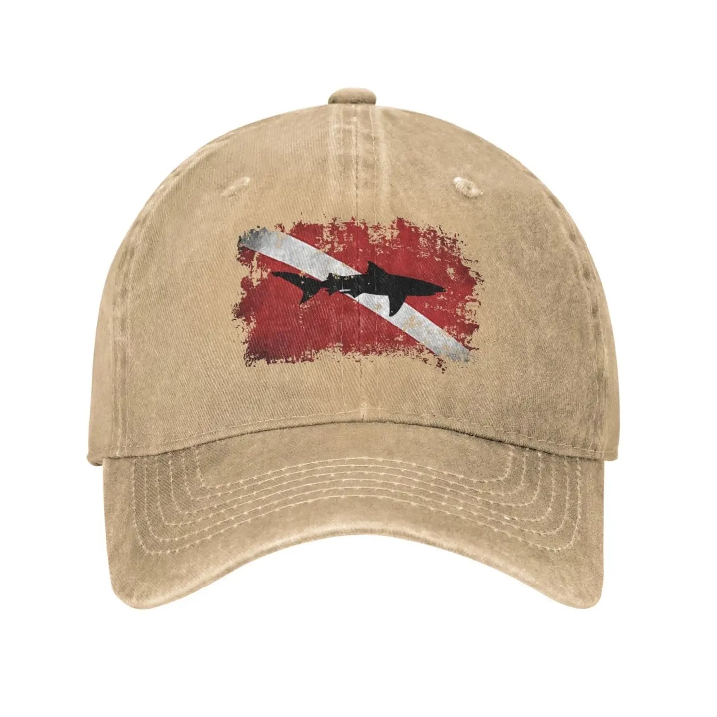 Unisex Retro Sport Denim Cap, Adjustable Snapback, Plain Baseball Cowboy Hat, Vintage Shark Diving Sensation