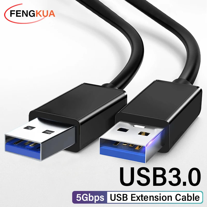 Câble d'extension USB 3.0 mâle vers mâle, 5Gbps, transmission rapide, câble de données, ordinateur portable vers disque dur mobile, TV