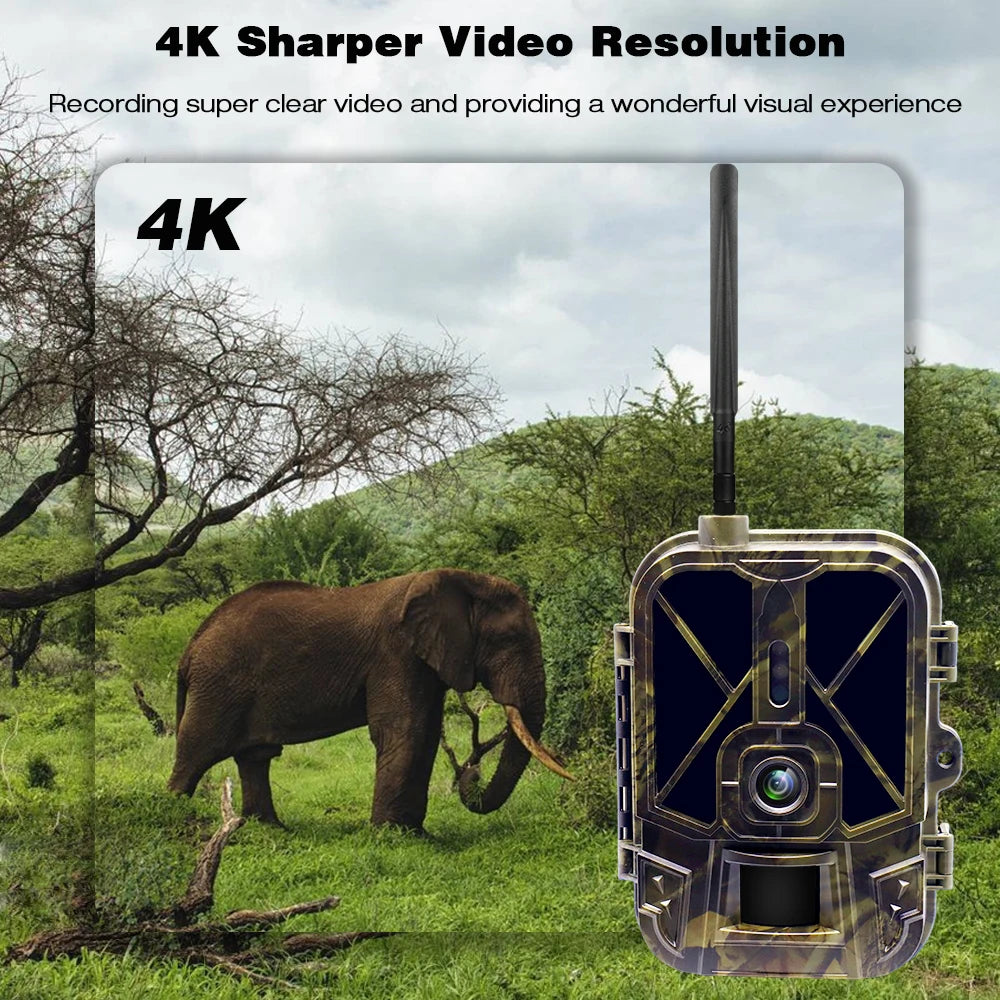 Caméra de surveillance 4K en direct 4G 30MP avec service cloud APP, caméras de chasse, batterie Li-ion 8000 mAh, vision nocturne, pièges photo HC940PROLI