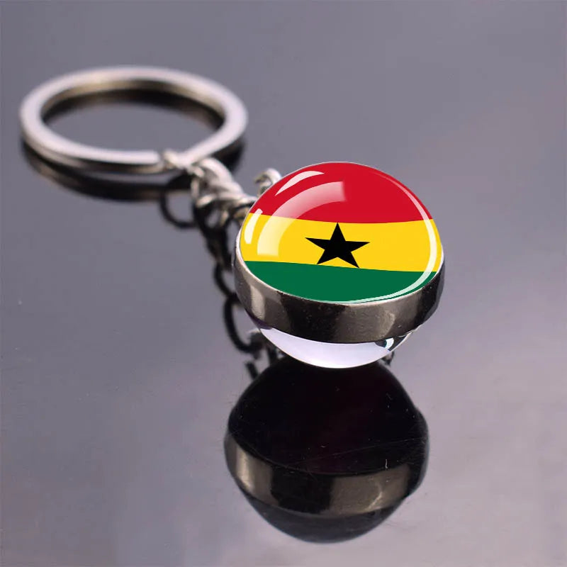 Porte-clés drapeau africain, algérie, somalie, tunisie, maroc, egypte, drapeau National, pendentif boule de verre Double face, cadeau