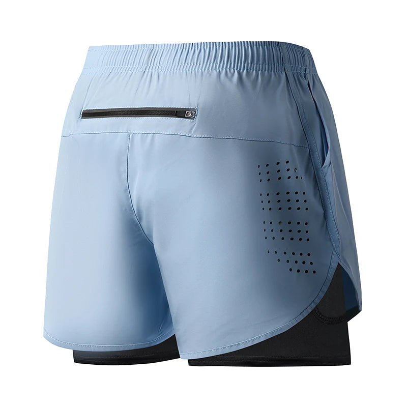Short de course pour hommes, séchage rapide, Fitness, noir, Double couche, nouveau Sport, entraînement, musculation, pantalon court