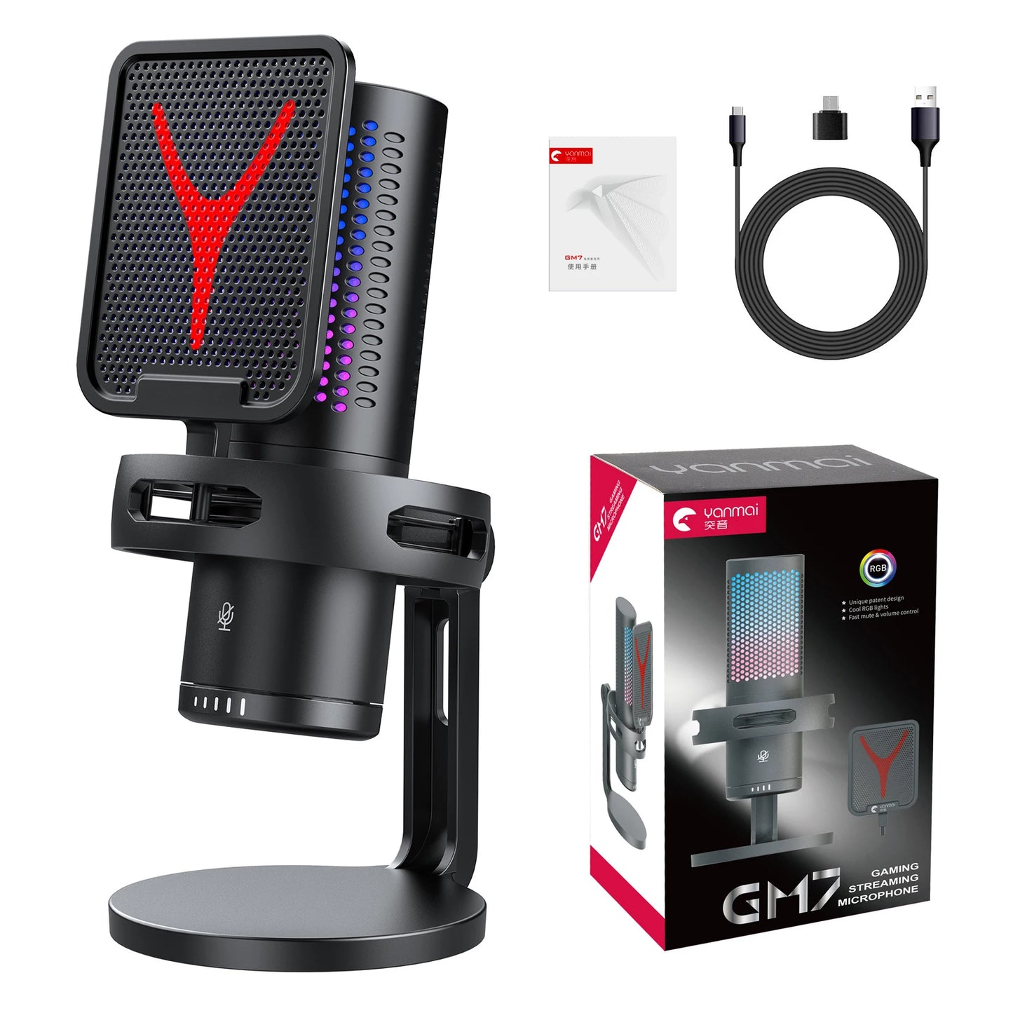 Microphone USB à condensateur pour gaming et podcast – Micro filaire pour PC, streaming et karaoké