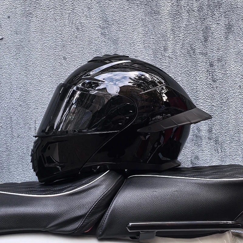 Casque de moto intégral ORZ-B08A, motif Mecha brillant, casque de course, casque de sécurité certifié DOT de Style italien avec Vi teinté