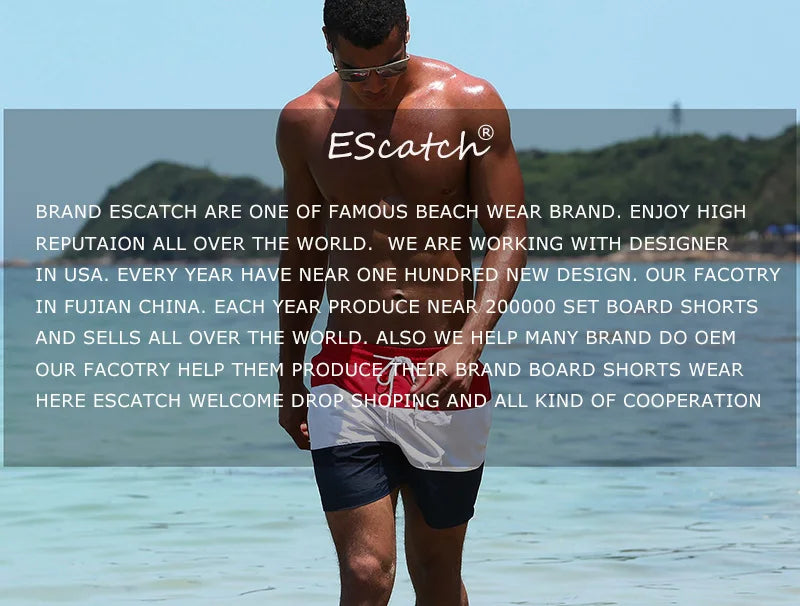 ESCATCH Maillot de Bain Homme Grande Taille 2023 — Imprimé Mode, Élastique, Coussinet