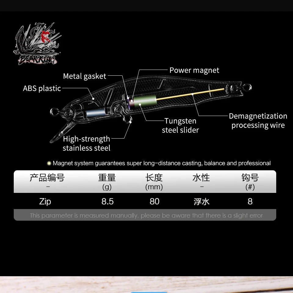 BEARKING 80mm 8.5g qualité professionnelle aimant poids leurres de pêche vairon manivelle modèle chaud appâts artificiels attirail