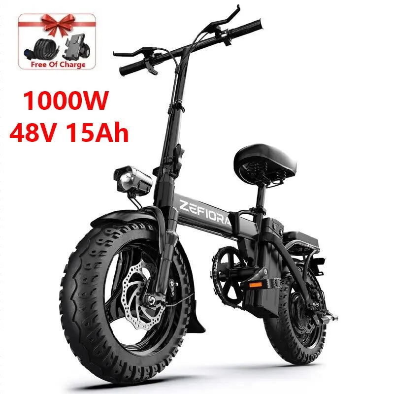 Vélo Électrique 1000W/2000W 48V Aluminium 14 Pouces — 30 Miles Homme Femme Ville