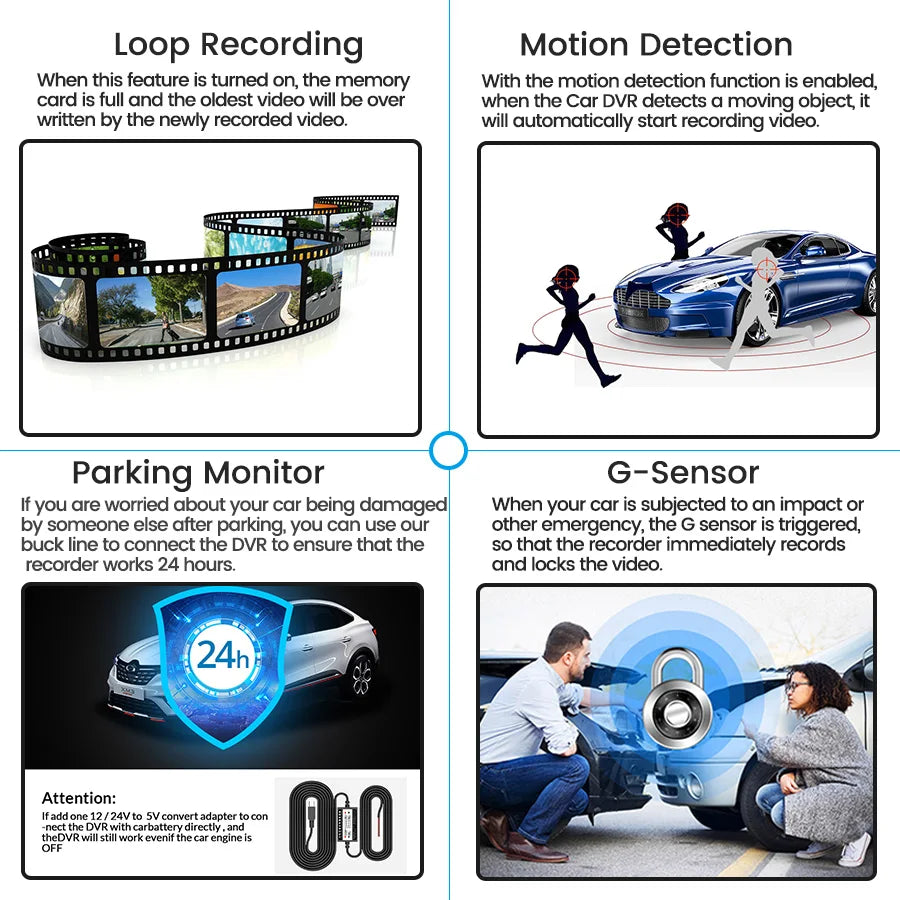 Dashcam Mini Rétroviseur 4,3" — Double Caméra Avant Arrière IPS Noir