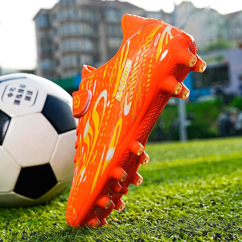 Chaussures de Football TF Enfant & Garçon Cuir Verni Basses — Gazon Synthétique & Futsal, Toutes Saisons