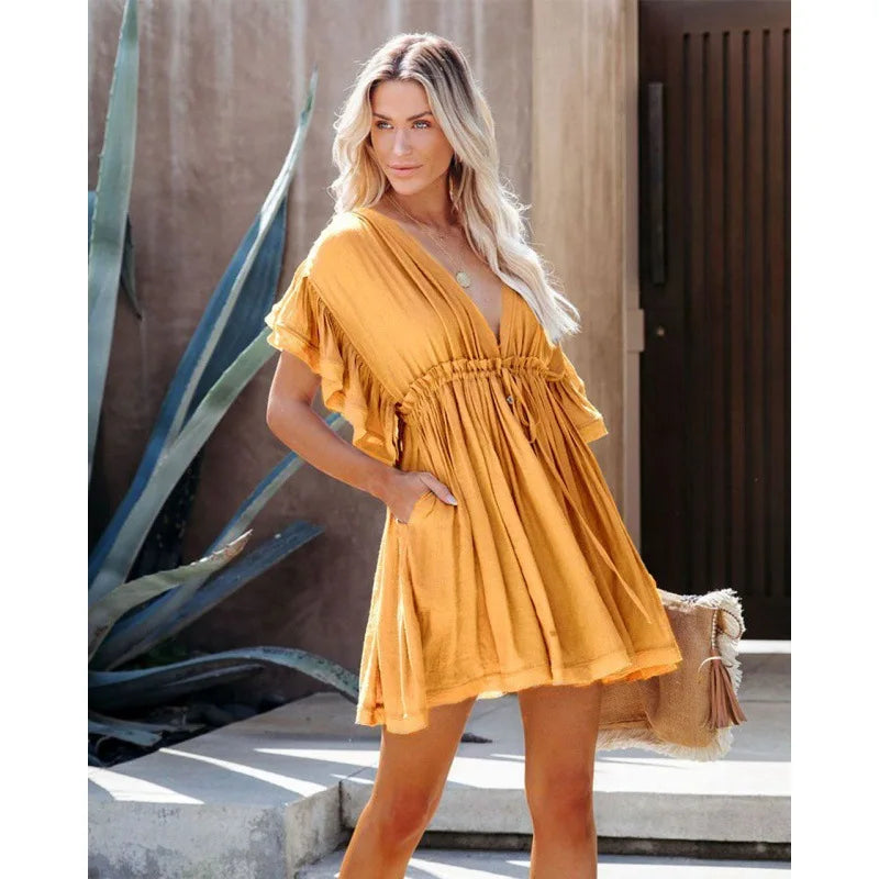 Couvrir les chemises De Plage blanches tunique Robe d'été femmes 2025 rayonne vacances dentelle découpé maillots De bain Robe De Plage Femme