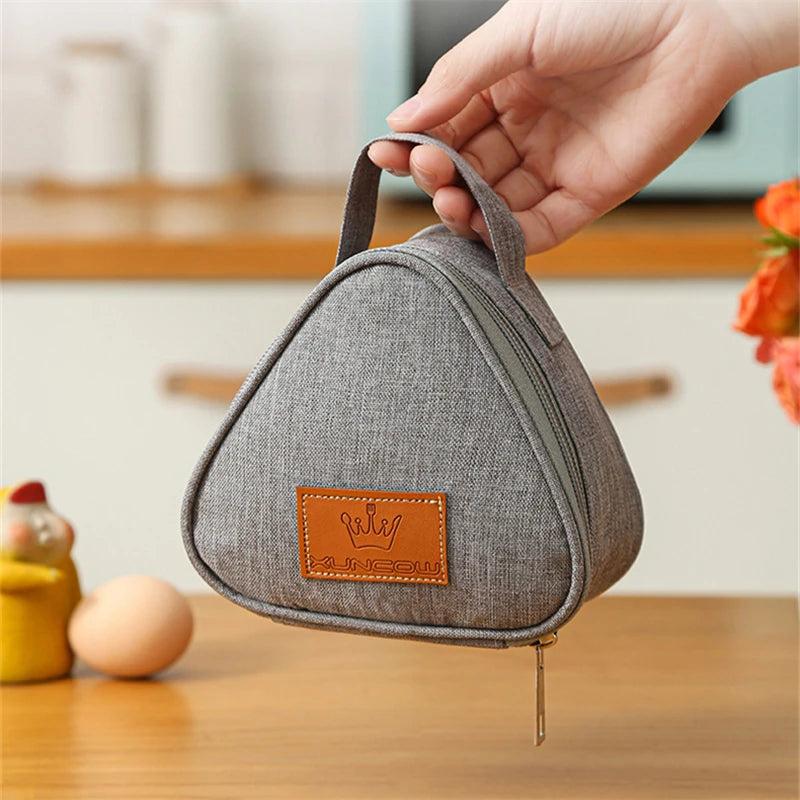 Mini bolsa aislante triangular de aluminio, enfriador térmico, bolsa de almuerzo para estudiantes, bolsa para bolas de arroz, fiambrera, bolsas de transporte para almuerzo Bento
