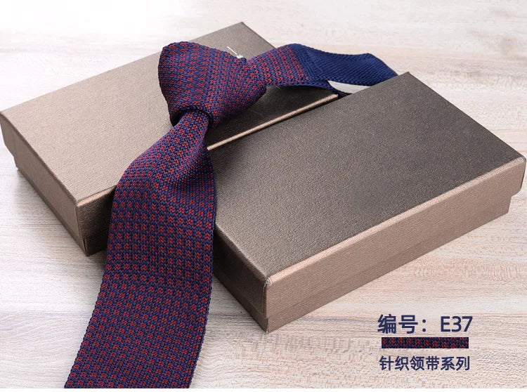 Men's Casual British Style Retro Striped Knitted Ties Formal Business Navy Red Brown Handmade Ties Tuxedo Neckties