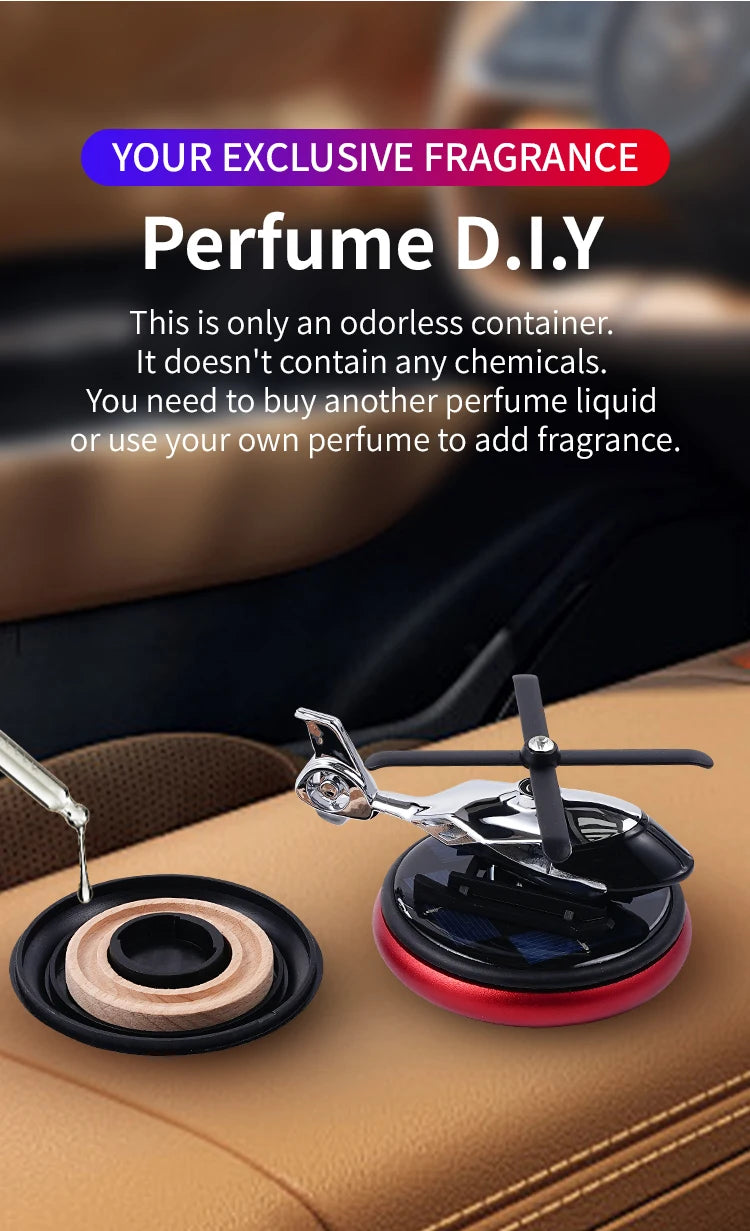 Ornements de voiture sans odeur de parfum bricolage pour hommes, énergie solaire, étiquettes d'air rotatives à tarte, accessoires de décoration, diffuseur de parfum