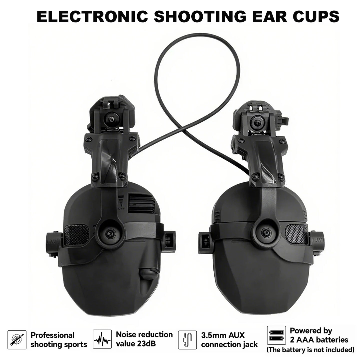 Casque tactique pour casque avec adaptateurs de montage sur casque sur Rail ARC-écoute antibruit pour le tir et la chasse, protège-oreilles