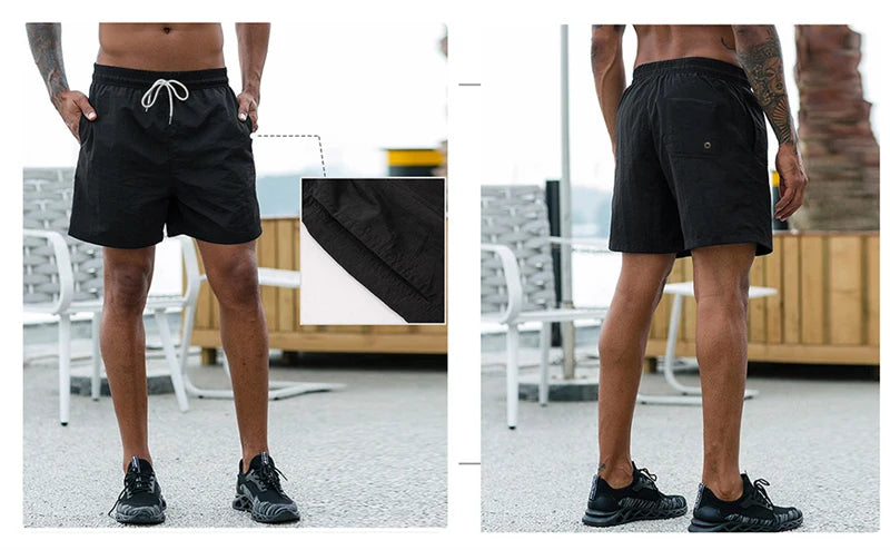 Maillot de bain pour hommes avec doublure en maille poches latérales short de plage solide séchage rapide léger cordon de serrage short de bain maillot de bain d'été