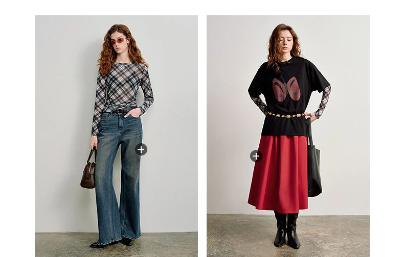 T-shirt femme en maille imprimé 2026 — printemps, taille découpée, Y2K, hauts courts