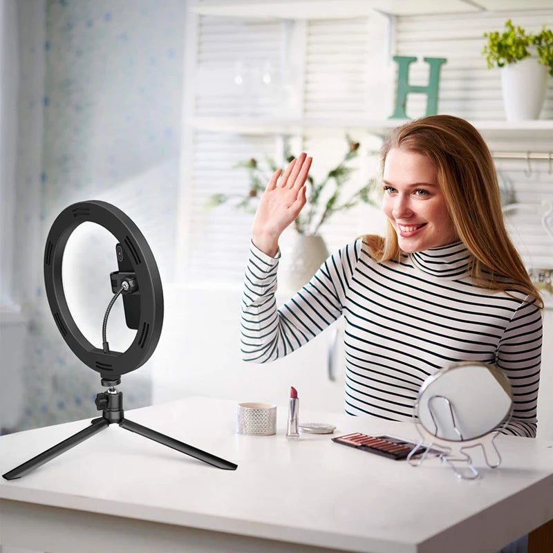 Anneau Lumineux LED Selfie 16/26/33 cm — Trépied, Télécommande Bluetooth, Éclairage Vidéo