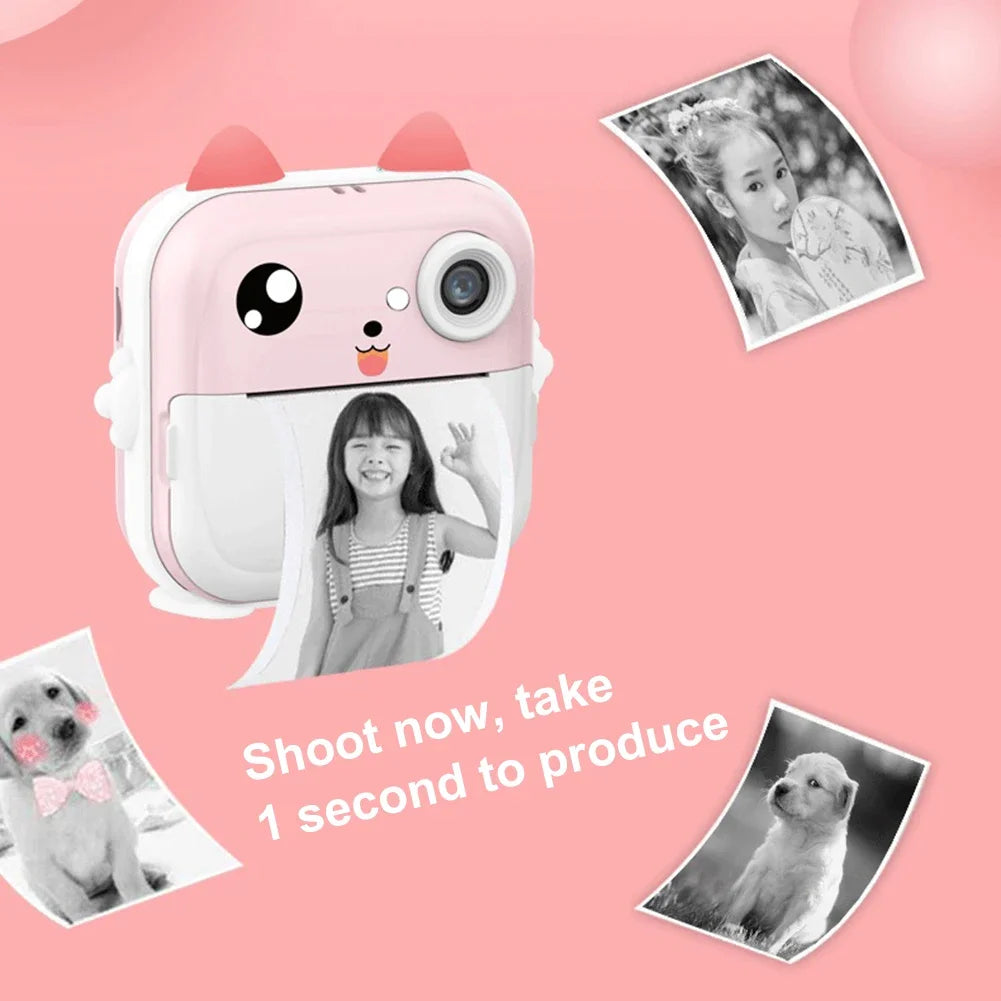 Appareil photo à impression instantanée pour enfants, mini imprimante thermique, écran IPS 2.4 pouces, vidéo HD 2400W, appareil photo numérique, cadeaux d'anniversaire pour garçons et filles