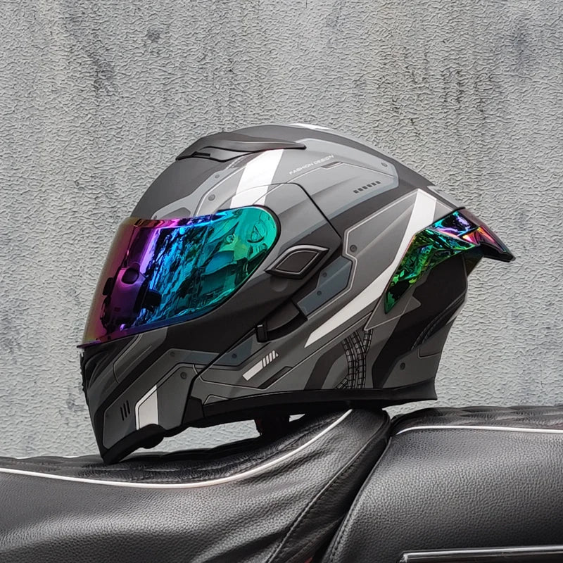 Cascos de moto ORZ doble visera, casco modular abatible aprobado por DOT, casco integral de motocicleta de carreras, casco de motocross DOT
