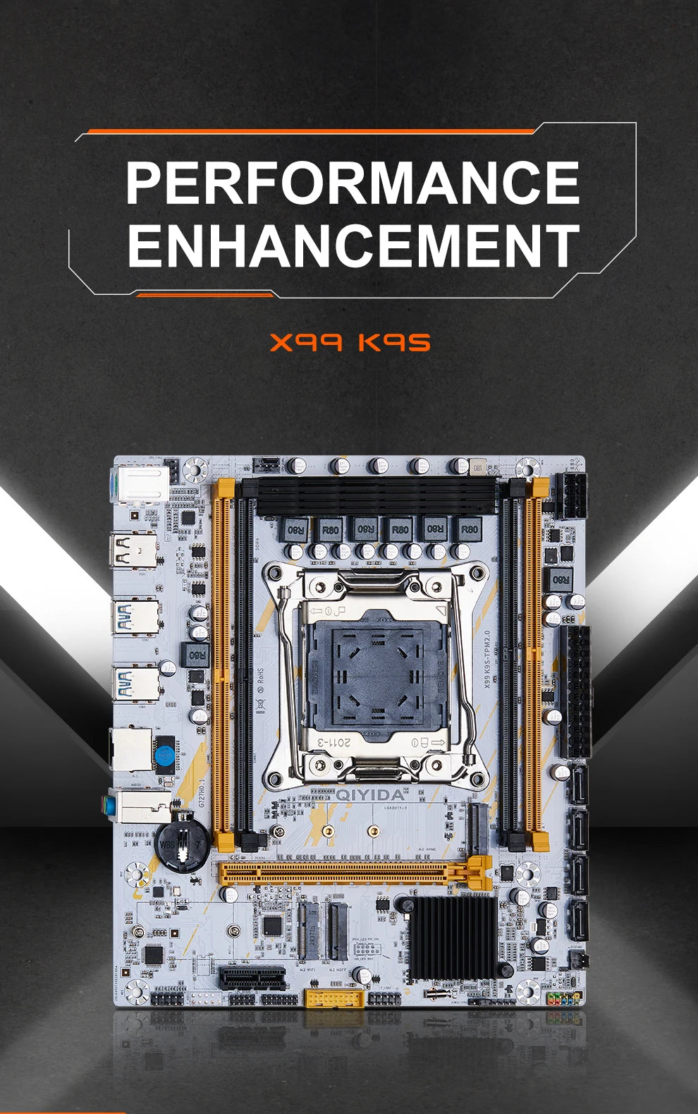 Carte mère QIYIDA X99 mATX LGA2011-3 — Xeon E5 V3/V4, DDR4 128 Go, M.2 NVMe/NGFF, SATA3, USB3.0