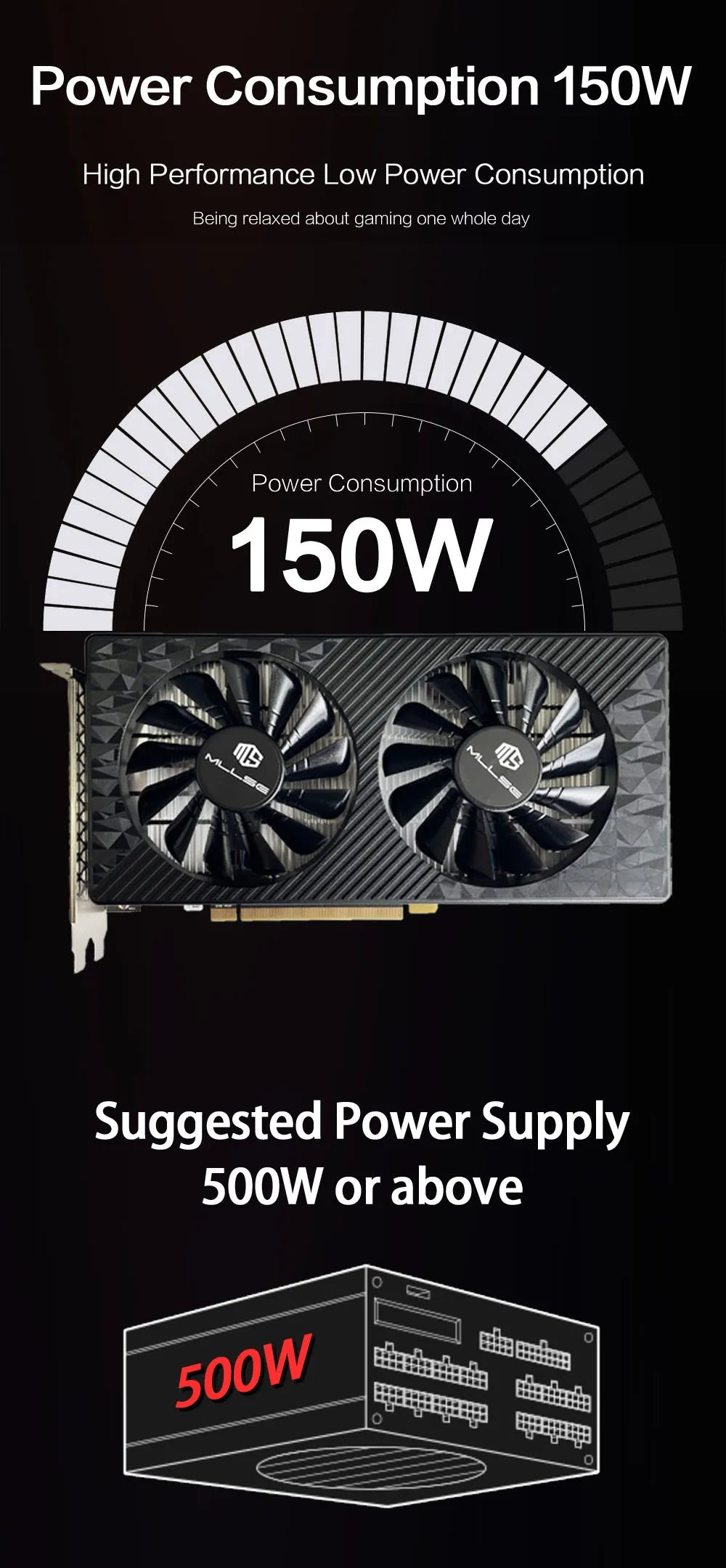 MLLSE AMD RX 580 8GB 2048SP carte graphique De jeu GDDR5 256Bit PCI-E 3.0 × 16 8Pin Radeon GPU Rx 580 carte vidéo Placa De vidéo