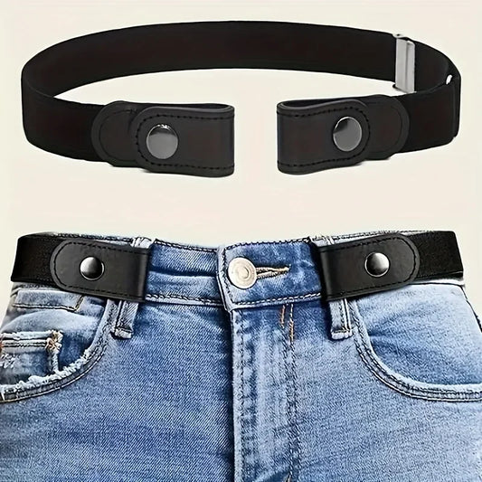 Buckle-free belt for jeans, dresses, stretchy elastic buckleless waist belt for women/men, no bulge, no hassle, 1 piece