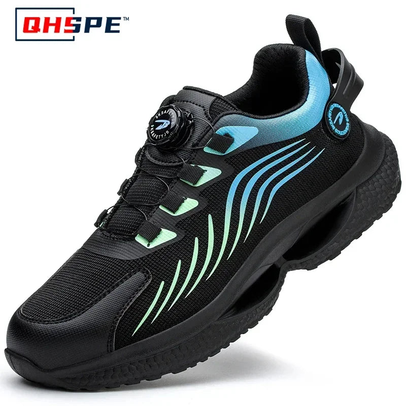 Botón giratorio nuevos zapatos de seguridad para hombre Anti-aplastamiento Anti-perforación zapatos de trabajo de moda para hombre zapatos deportivos botas de protección de seguridad para hombre