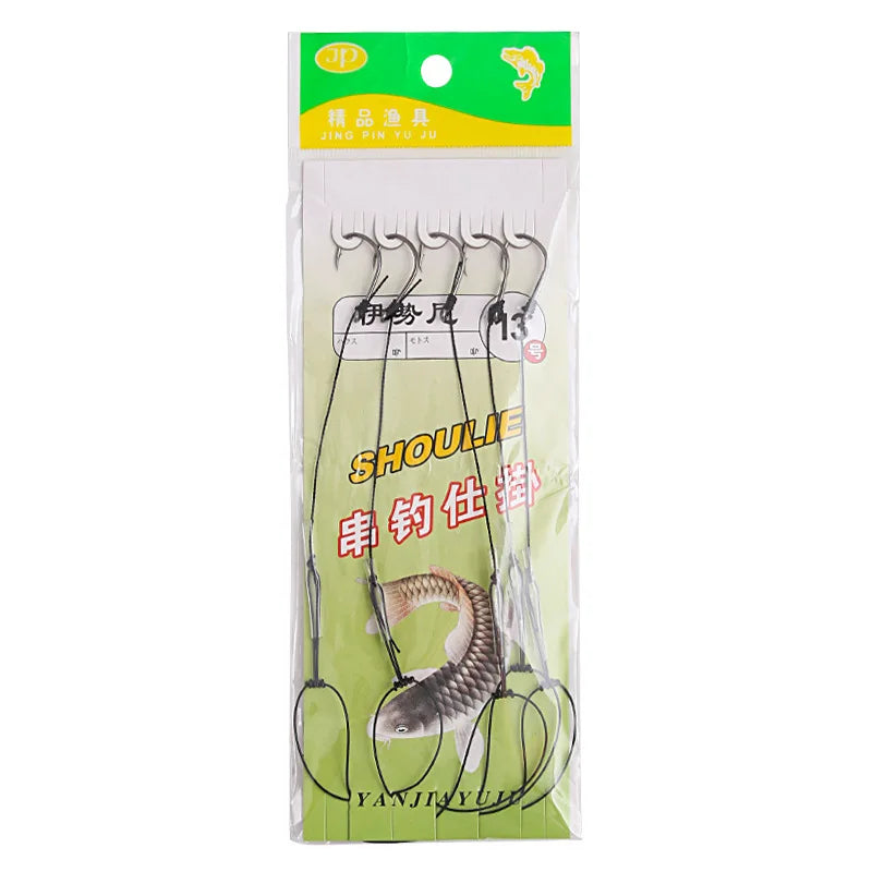 Crochets à cordes YUCONG 3 # -13 #   Hameçons de pêche en acier à haute teneur en carbone, hameçon simple pivotant, Combin 5 Haken barbelés et tranchants