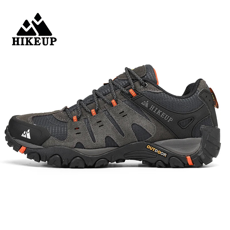 HIKEUP-Zapatillas de senderismo de cuero de ante para hombre, deportivas de exterior resistentes al desgaste, para trekking, caminar, cazar