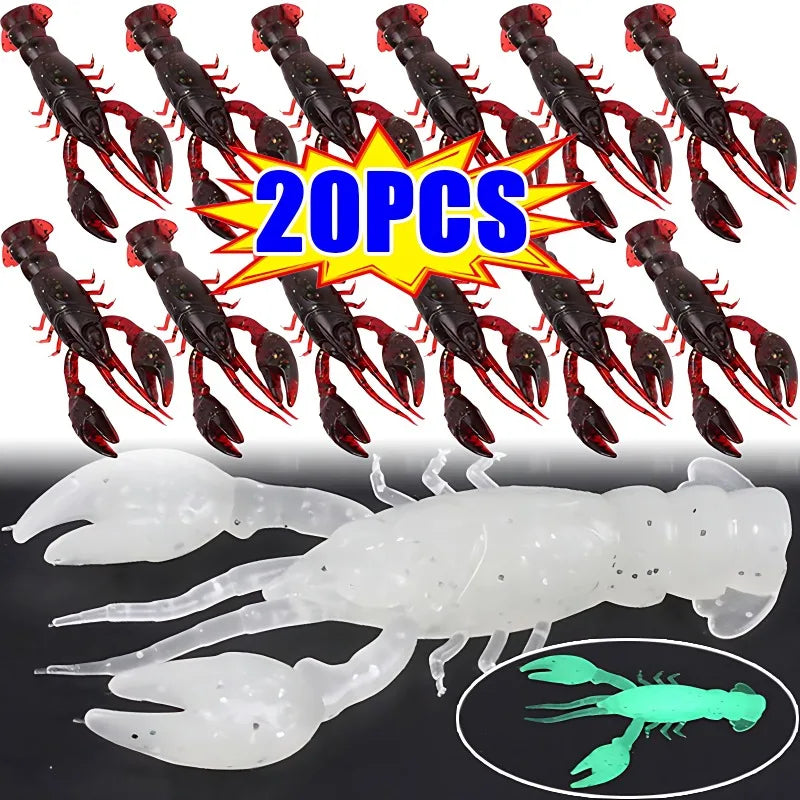 5/10/20 pièces leurres de poisson souples appâts de crevettes artificiels matériel de pêche homard écrevisses ver anguille aiguille nageurs gabarits outils de pêche