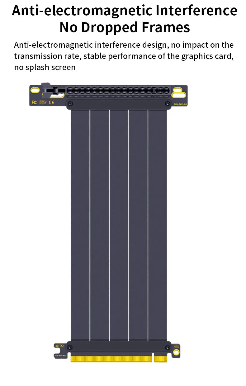 Teucer support de montage GPU Vertical support de carte graphique PC PCI-E 3.0/4.0x16 Anti-interférence Flexible 90 °   Câble d'extension