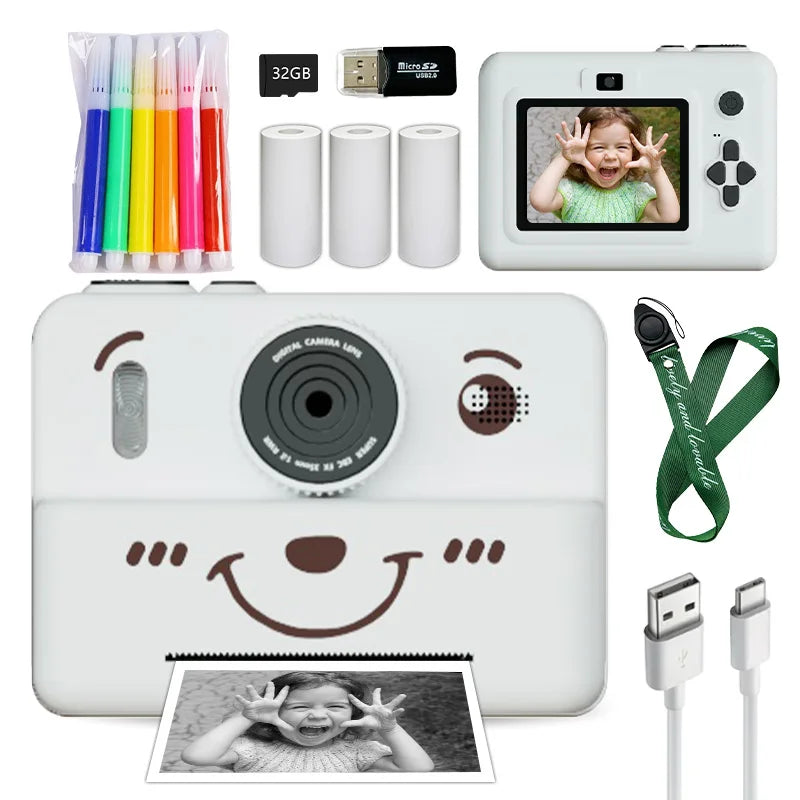 Cámara digital para niños con impresora instantánea, miniimpresora, pantalla de 2,8 pulgadas, vídeo, impresora térmica portátil, cámara para niños con impresora