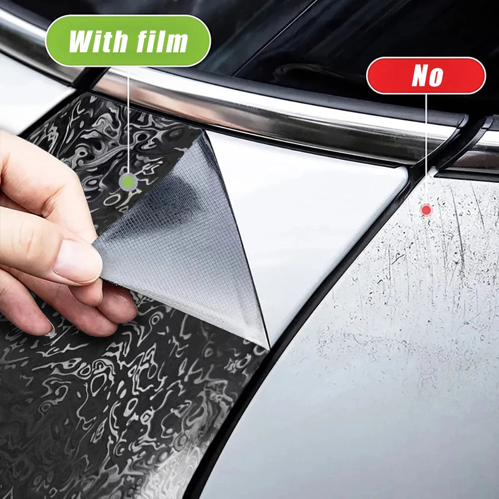Pegatina de coche de vinilo, película negra cósmica Bon, mate, Meta forjado para motocicleta, pegatinas exteriores de coche, pegatina adhesiva de fibra de carbono