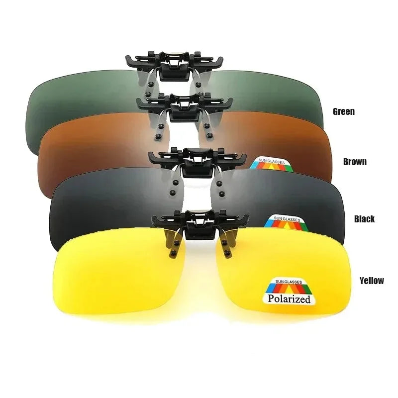 Lunettes de soleil polarisées à lentilles grises, 4 couleurs, Clip rabattable UV 380, pour la conduite, la pêche, la Vision nocturne