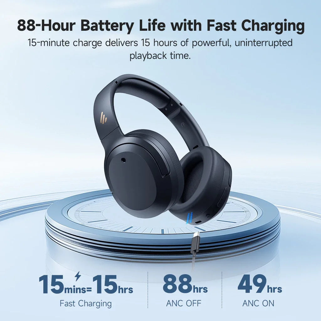 Edifier W820NB Plus 2025 – Casque Bluetooth ANC -49dB, audio haute résolution, supra-auriculaire