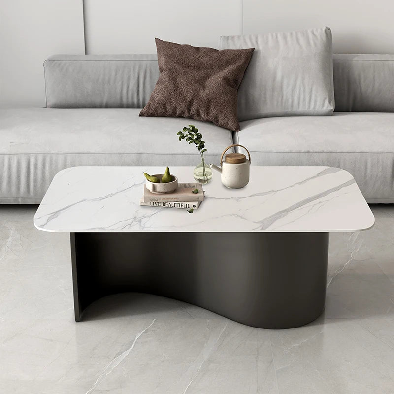 Table basse ovale rectangulaire — esthétique incurvée, glamour, rustique, meubles de salon