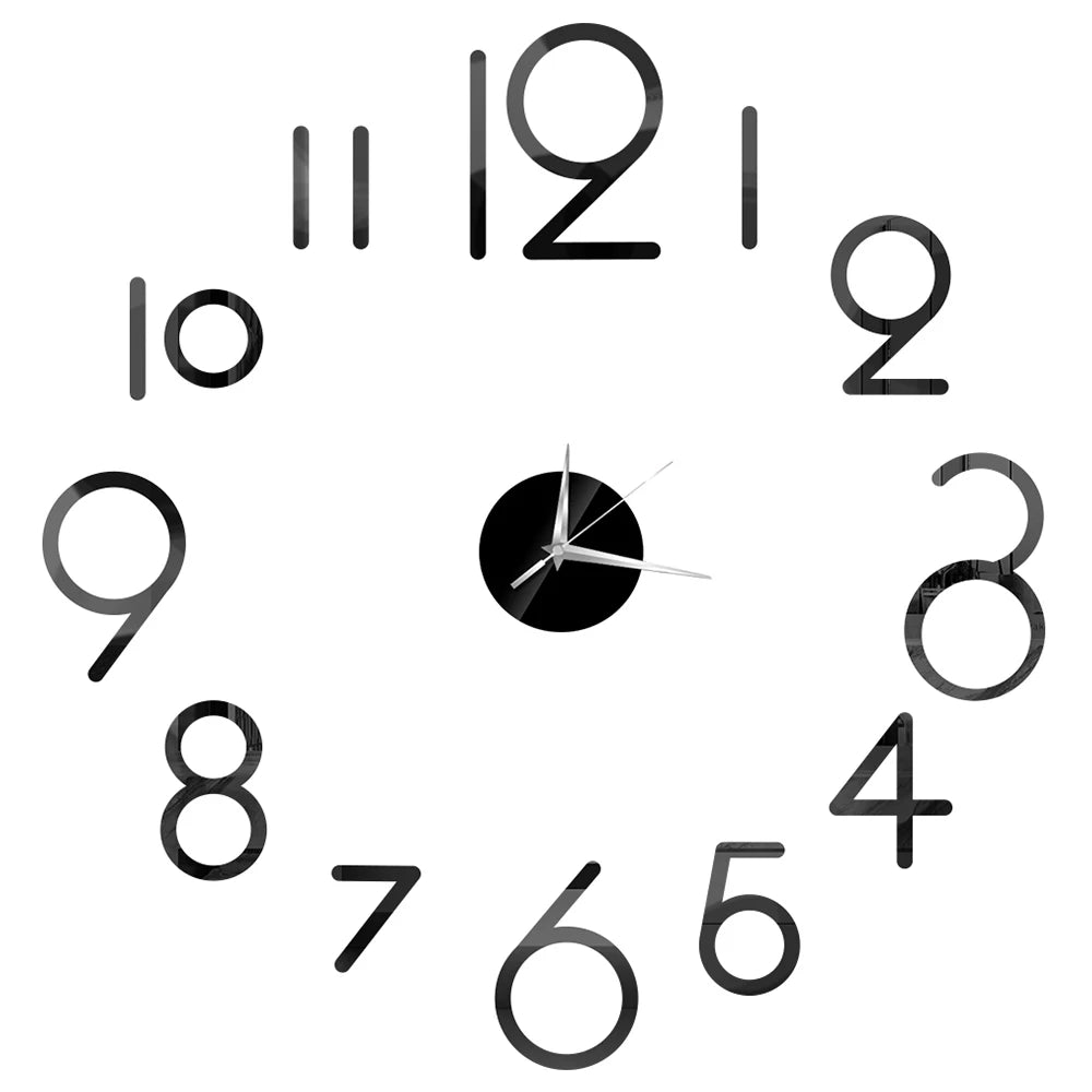 Creative Frameless Wall Clock, Silent Wall Sticker for Home, Acrylic Mirror Sticker, Wall Decor for Living Room and Office, DIY