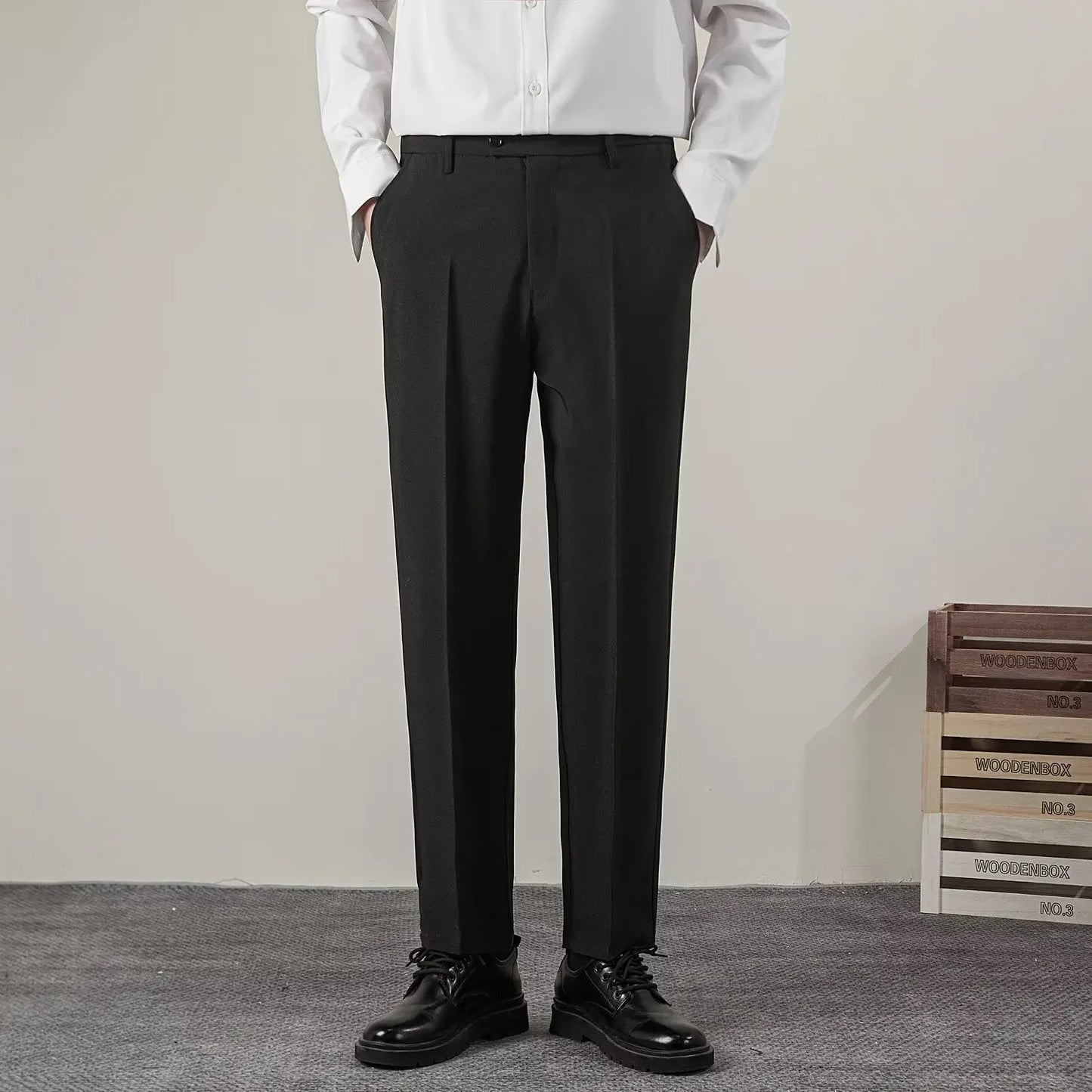 Pantalones de verano informales para hombre, ropa de marca, corte ajustado, estilo clásico