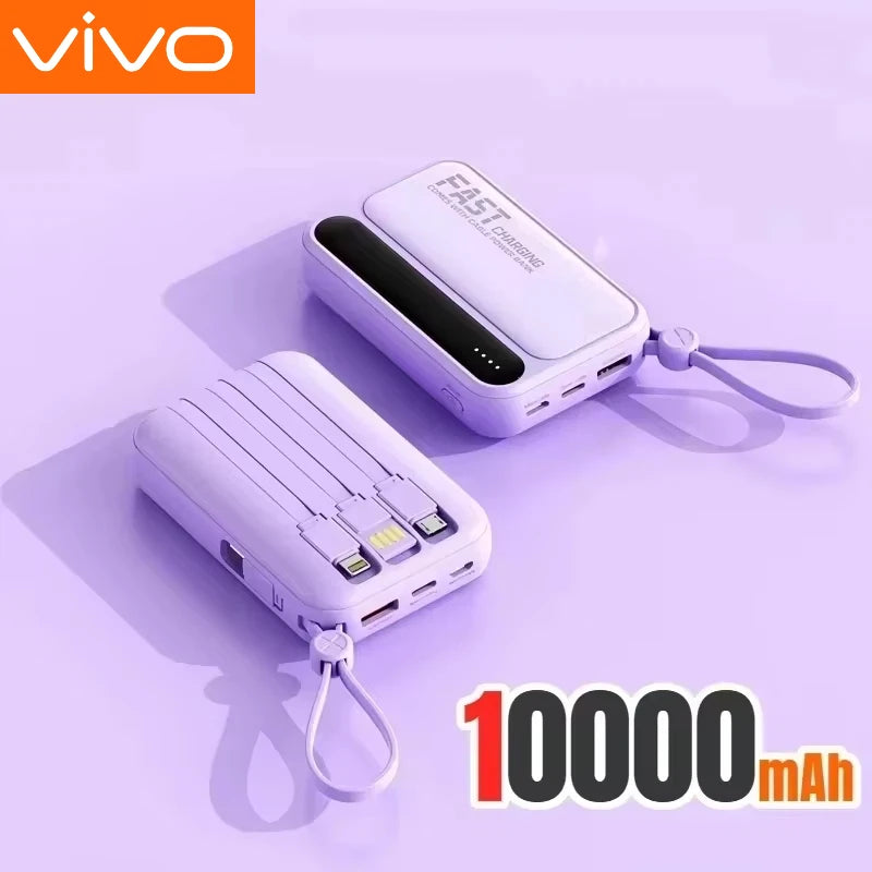 Banque d'alimentation VIVO 500000mAh, grande capacité, charge ultra-rapide, batterie externe portable, 4 câbles intégrés pour tous les téléphones