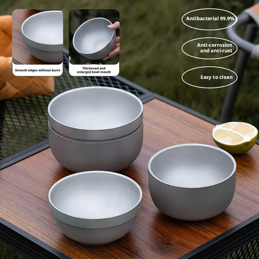 Bol Portable en titane à Double paroi, ultraléger, vaisselle de Purification écologique pour Camping en plein air barbecue pique-nique arrière