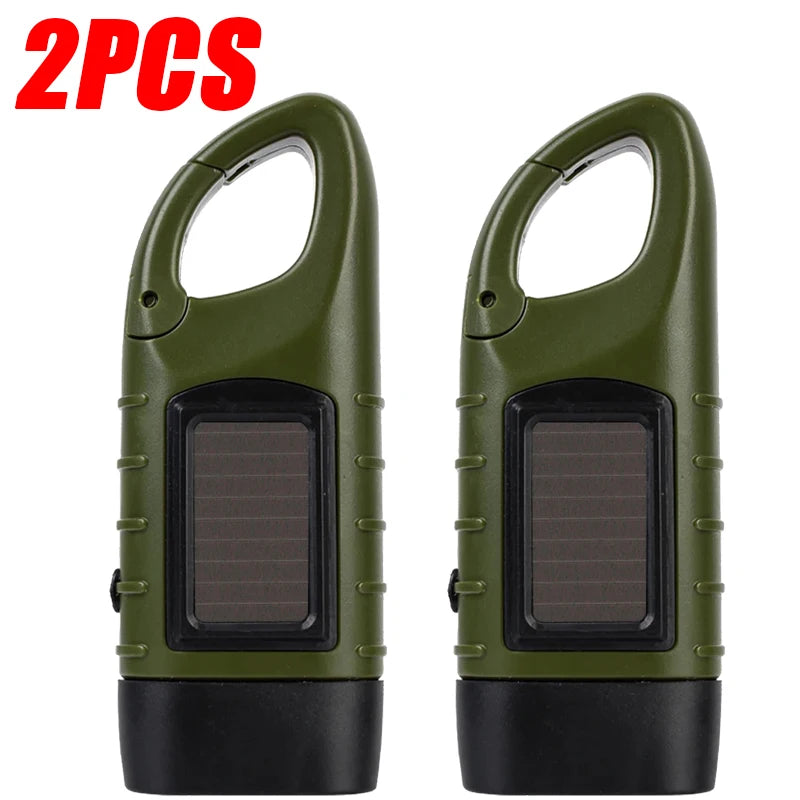 Lampe de poche LED à manivelle, équipement de survie Rechargeable à énergie solaire, torche de charge auto-alimentée, Dynamo pour pêche, bateau, randonnée