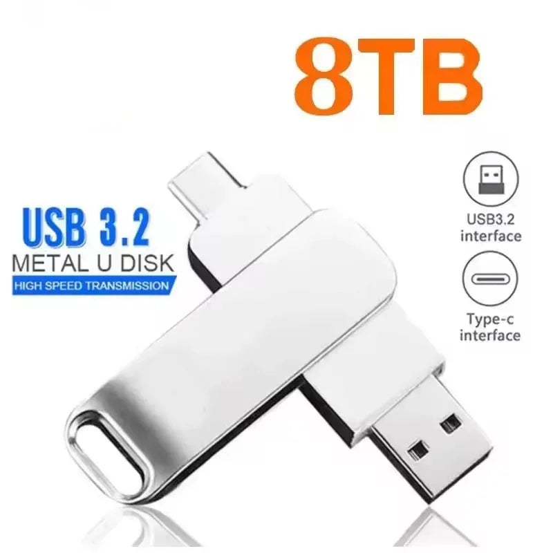 DIXSG pour Xiaomi, clés USB 3.2 de 16 To, disque U de 2 To, clé USB métallique haute vitesse, étanche, type C, mémoire USB, clés USB